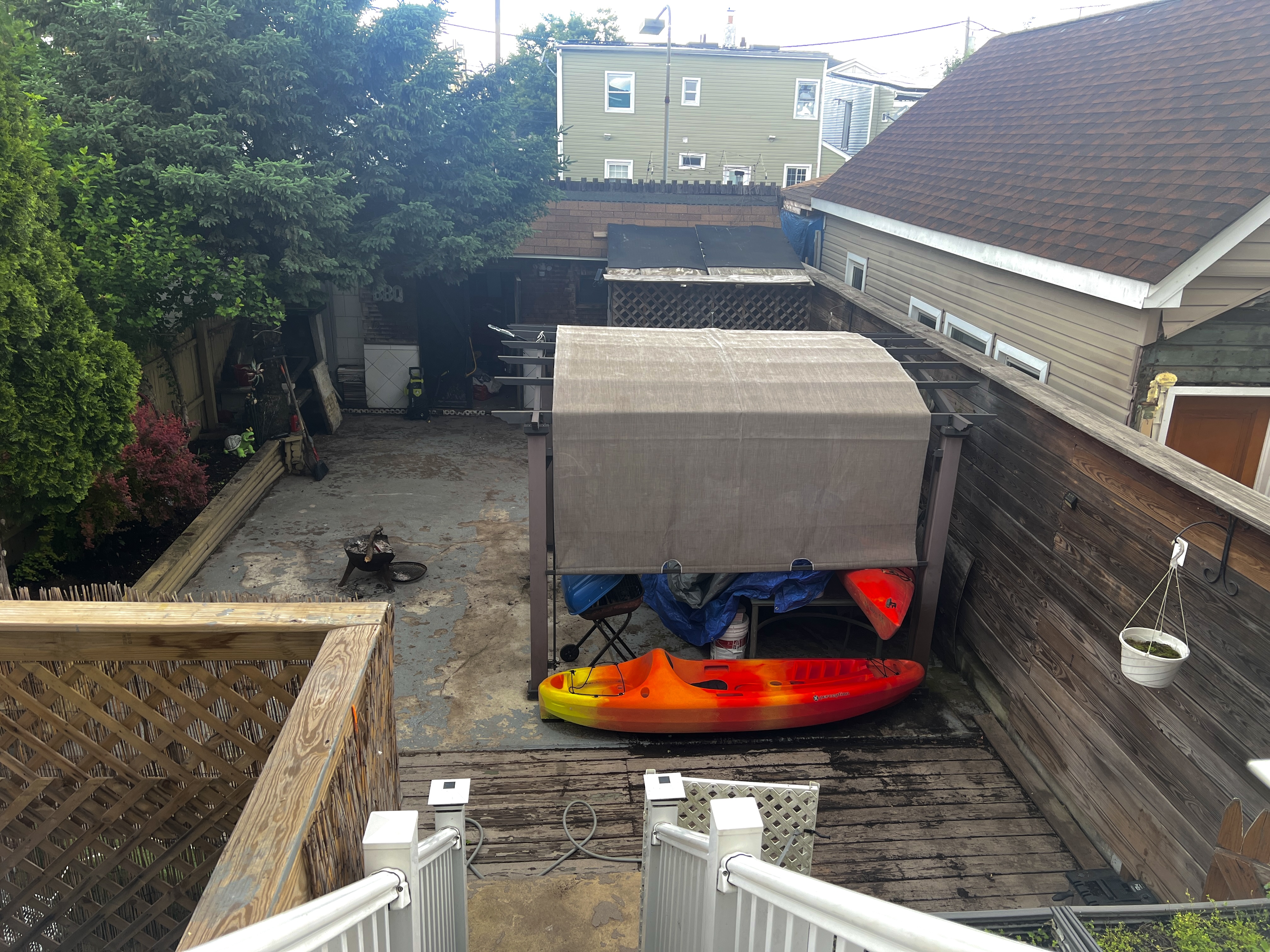 Private backyard space access from porch